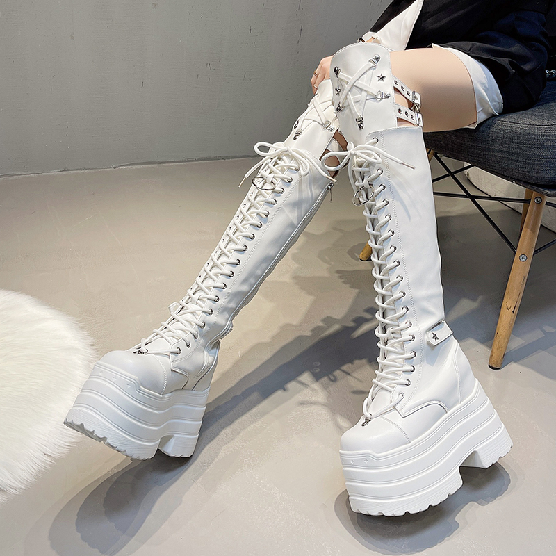 Punk Women Boots Ladies Cospla - Pipe Bending Spring 评论和价格