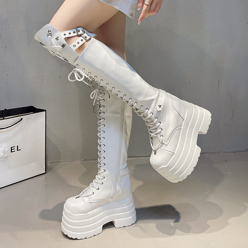 Punk Women Boots Ladies Cospla - Pipe Bending Spring 评论和价格