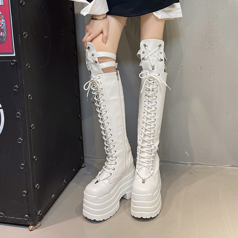 Punk Women Boots Ladies Cospla - Pipe Bending Spring 评论和价格