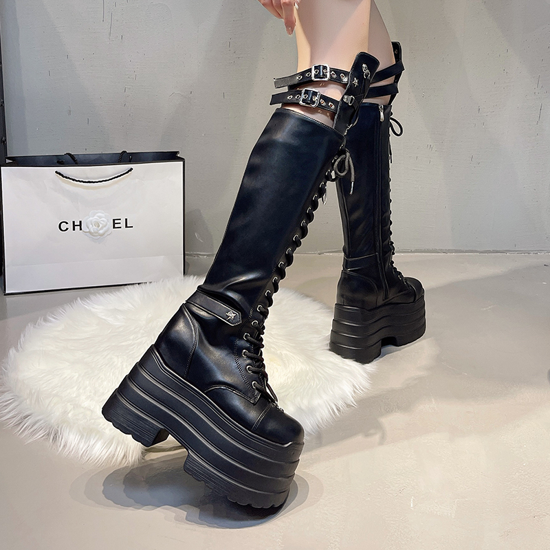 Punk Women Boots Ladies Cospla - Pipe Bending Spring 评论和价格