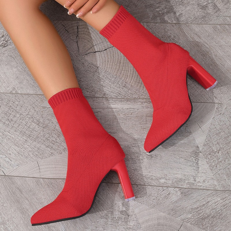 Simple Pointed Toe Knit Stretc - Pipe Bending Spring 评论和价格