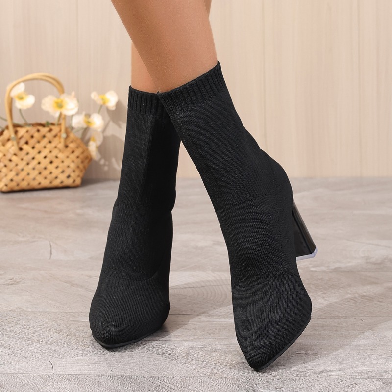 Simple Pointed Toe Knit Stretc - Pipe Bending Spring 评论和价格